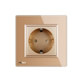 Livolo EU Standard Power Sockets Gold Crystal Glass Panel AC220 ~ 250V 16A Enchufe de pared VL-C7C1EU-13